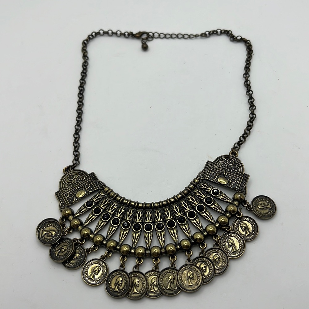 Coin chocker cleopatra style statement necklace costume boho indie unique